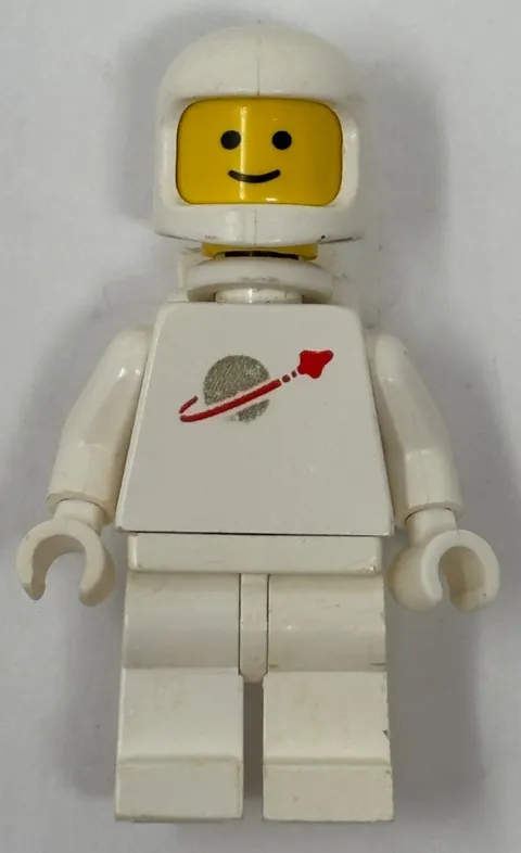 Vintage White LEGO Classic Space Astronaut Minifigure with Helmet and Air Tanks
