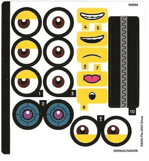 LEGO STICKER SHEET 75582 BRICK-BUILT GRU & MINIONS from set New & Genuine