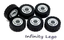 6 LEGO Tyre / Tire Wheel 17.6 x 6.2 Light Bluish Grey Rim Pin Hole (42610 42611)