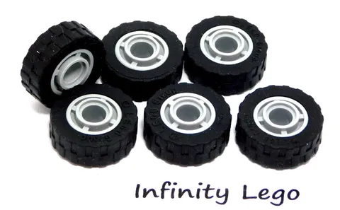 6 LEGO Tyre / Tire Wheel 17.6 x 6.2 Light Bluish Grey Rim Pin Hole (42610 42611)
