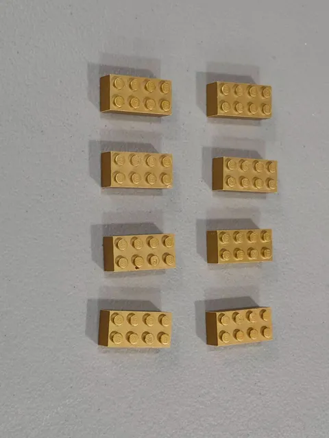 Lego Qty 8 - Metallic Gold Bricks - 8 - 3001 2x4 - HTF Rare MOC
