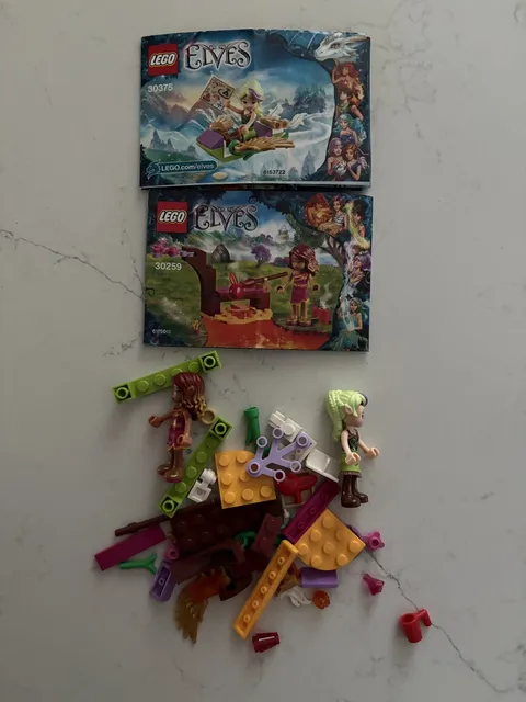 2 Set Lot LEGO Elves 30259 30375 Azari’s Magic Fire Sira's Adventurous Airglider