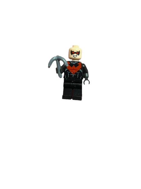 LEGO Nightwing Minifigure Red Eye Holes DC Super Heroes Batman 76011 No Hair