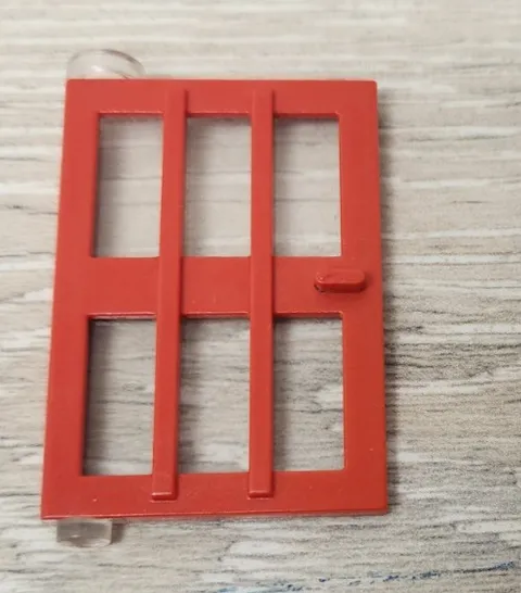 Lego 73312 Red Door 1 x 4 x 5 Left 6 Panes With Trans Transparent Clear Glass