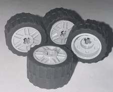 Lego Parts (4) Tire 56890 24x12r Balloon and (6014B) Wheel Hole Notched