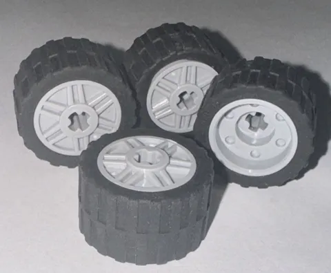 Lego Parts (4) Tire 56890 24x12r Balloon and (6014B) Wheel Hole Notched
