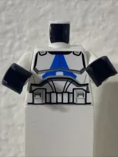 Lego Star Wars White Torso Armor Clone Trooper with Blue 501st Legion Markings