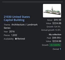 LEGO Architecture US Capitol Building 21030 1032pcs 12+ 2016 Retired