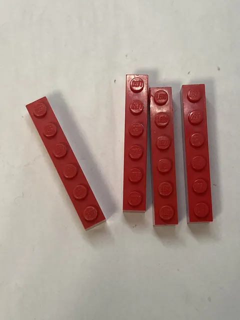 LEGO Red Parts Pieces Toys~4- 1x6 Red Lot