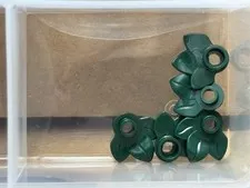 LEGO Parts - Dark Green Plant Plate, Round 1 x 1 3 Leaves - No 32607 - QTY 5