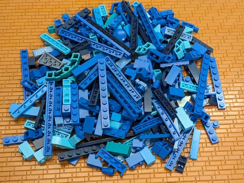 LEGO 300pcs Small Blue Shades Bulk Lot Random Bricks Plates Detail Finishing