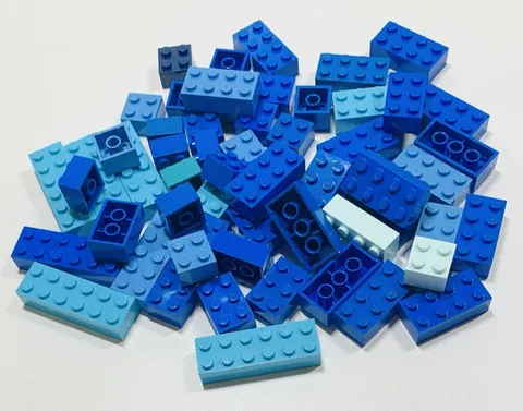 Lego Blue BRICKS BLOCKS ONLY 60pc Bulk Lot 2x6 2x4 2x3 2x2 Ocean Beach Arctic