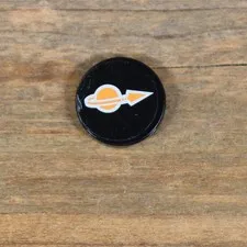 LEGO Black Tile Round 2 x 2 with Orange Classic Space Logo Sticker 4150pb130