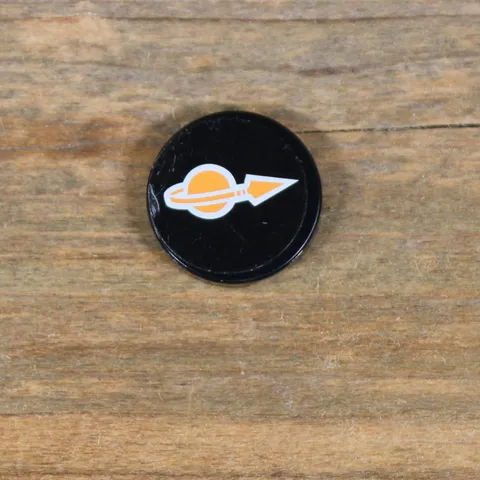 LEGO Black Tile Round 2 x 2 with Orange Classic Space Logo Sticker 4150pb130
