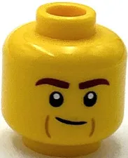 Lego New Yellow Minifigure Head Dual Sided Reddish Brown Eyebrows Part
