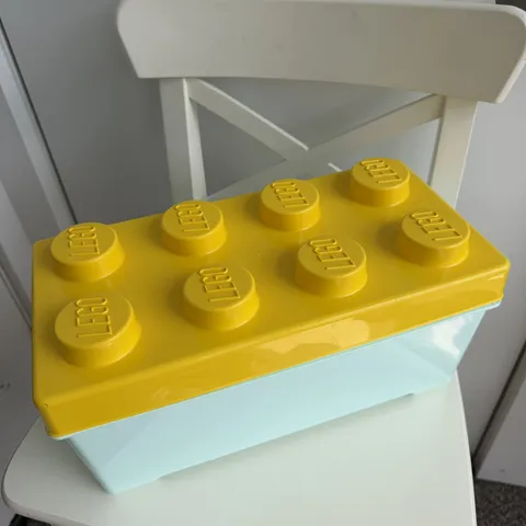 LEGO Storage Box Yellow /Blue Toy Brick Organizer Container w/Lid 14x7x7 In