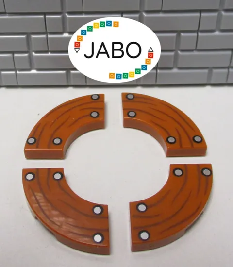A7/2/7) LEGO 4x 27925pb007 Tile Curved 2x2 Printed Wooden Pattern with Nails