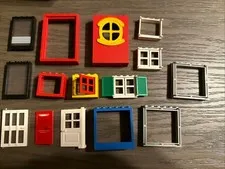 LEGO Vintage Windows Doors Shutters Lot Red Yellow White Blue Black Grey