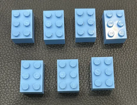 Lego 7 Medium Azure 3002 Bricks 2 x 3 Stud Pieces 2x3 Brick Replacement Set