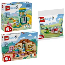 LEGO Bluey 11201, 11221, 30687 - Playground, School, Tea Party Bundle