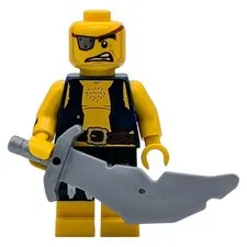LEGO minifigure pirate green/blue sword ship island