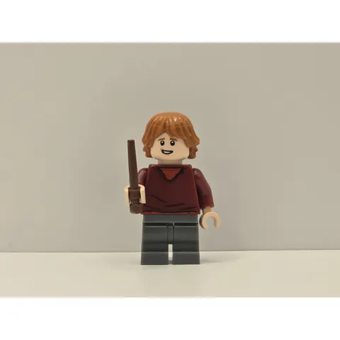 LEGO Harry Potter Ron Weasley Minifigure hp180 Dark Red Sweater Wand New