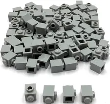 Lego 100 New Light Bluish Gray Bricks Modified 1 x 1 with Stud on Side Parts