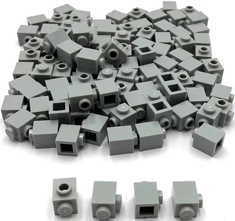 Lego 100 New Light Bluish Gray Bricks Modified 1 x 1 with Stud on Side Parts
