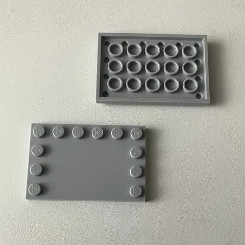 LEGO 2x NEW Tile 4x6 with Studs on Edges LIGHT BLUISH GREY #6180
