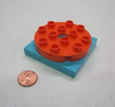 Lego Duplo Dark Orange Azure Blue Turntable Swivel Turn Table Block Specialty