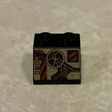 LEGO Black Slope 45 2 x 2 RoboForce Gold Red Display Circuitry Pattern 3039pb016
