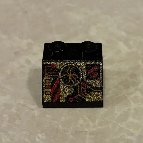 LEGO Black Slope 45 2 x 2 RoboForce Gold Red Display Circuitry Pattern 3039pb016