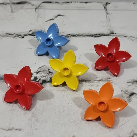 Lego Duplo Flowers Multicolor Replacement Lot Of 5 Yellow Orange Red Blue