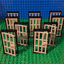 Lego Door Frame 1x4x5 In Black. With 6 Jail Cell Inserts 4 Jail Doors. Lot Of 10