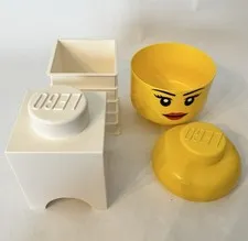 Lego Yellow Girl Head White Brick Storage Containers Cube Building Block Toy 8”