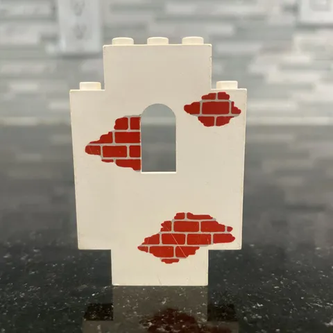 1x Lego Wall Part 2x5x6 Cream White Printed Brick Red Wall Window Castle 4444p06