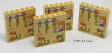 4 LEGO Tan Panel 1x6x5 Decorated Tack room wall Friends Mia 49312 59349 41361