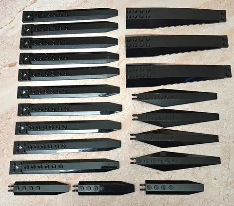 20 Lot LEGO Black Rotor Blades, Wedges Triple Curved, Hinge Plates Angle Exten.