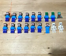 LEGO Minecraft Bulk Lot Mini-figures. Steve Army, Skeletons, Enderman, Animals.