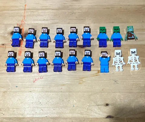 LEGO Minecraft Bulk Lot Mini-figures. Steve Army, Skeletons, Enderman, Animals.