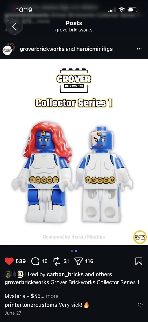 LEGO Marvel Comics Mr J Grover Bricks Custom Marvel X-Men Mystique Minifigure