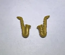 NEW Lego Lot Of 2 Minifig Musican Warm Gold Saxophone music instrument jazz City