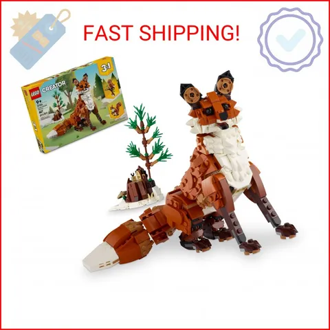 LEGO Creator 3 in 1 Forest Animals Red Fox Toys - Building Toys for Kids, Boys &