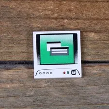 LEGO White Tile 2 x 2 Computer Monitor Dark Gray Circle Power Switch 3068pb0381