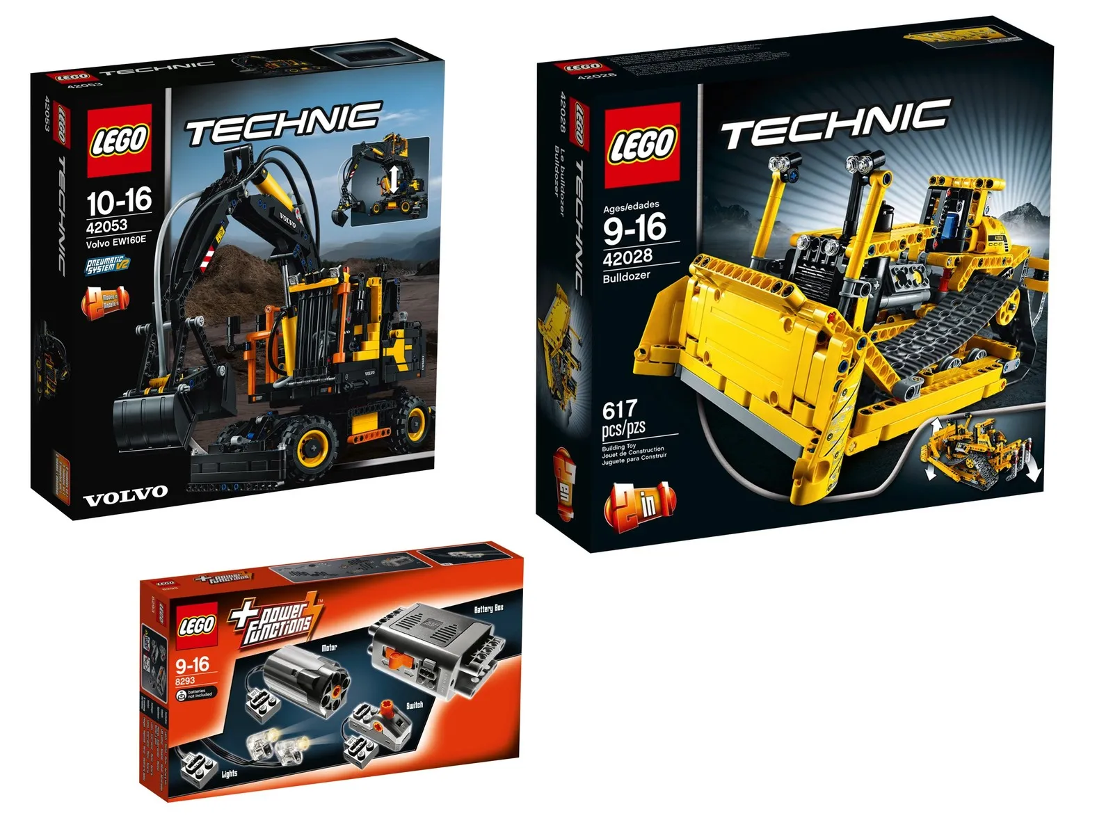 LEGO ® Technic 42053 + 8293 + 42028 Volvo EW160E + Power Functions + Bulldozer NEW NEW