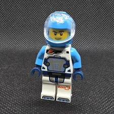 LEGO Blue & White City Space Astronaut Minifigure with Helmet Plastic Figure