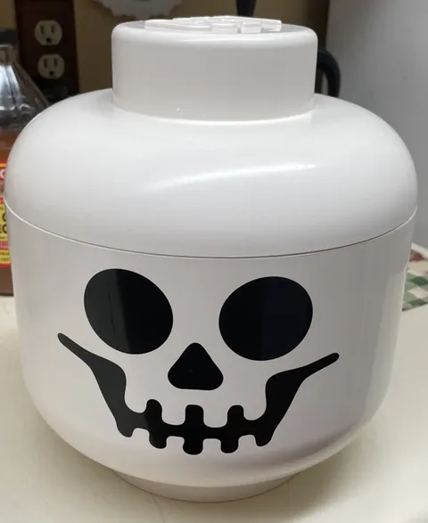 LEGO Storage Head Large White Skeleton Skull Stackable Plastic Container
