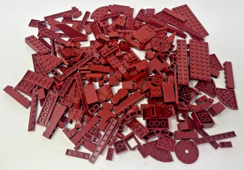 LEGO LOT OF 225 MAROON DARK RED PARTS AND PIECES