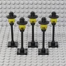 Lot of 5 Lego Street Light Pole Lamp Trans-Yellow Globe Square Base City Town