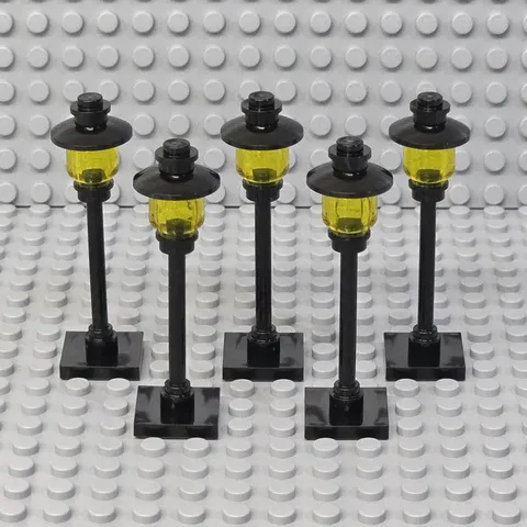 Lot of 5 Lego Street Light Pole Lamp Trans-Yellow Globe Square Base City Town
